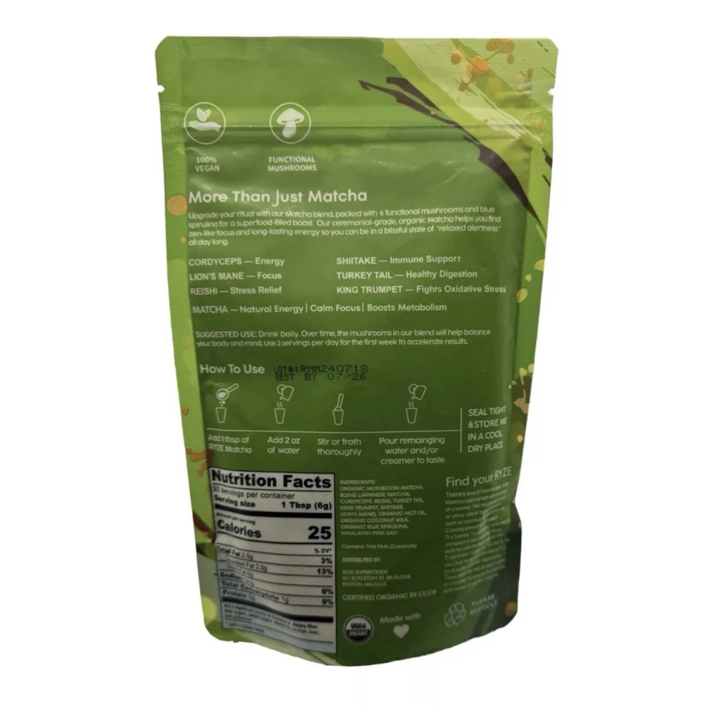 Ryze Matcha Green Tea Organic New 30 SERVINGS  New