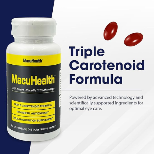 MacuHealth Triple Carotenoid Formula - Eye Vitamins for Adults - 90 Softgels,