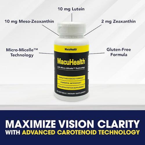 MacuHealth Triple Carotenoid Formula - Eye Vitamins for Adults - 90 Softgels,