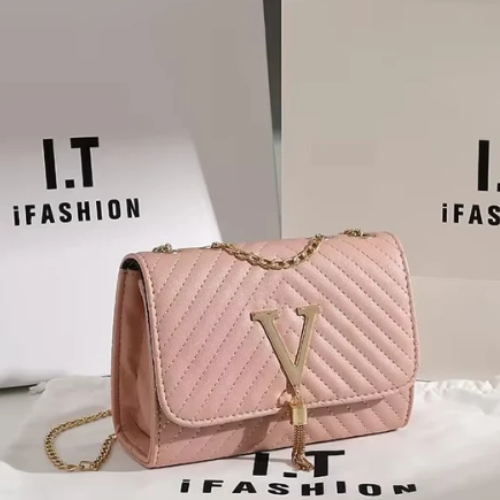 Fashion Heart Pattern PU Leather Shoulder Bag for Women - Waterproof Chain Decor Crossbody Bag