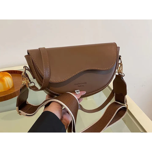 Casual Minimalist Saddle Crossbody Bag for Women - Trendy Underarm Shoulder Bag | Solid Color Bucket Style Versatile Everyday Handbag