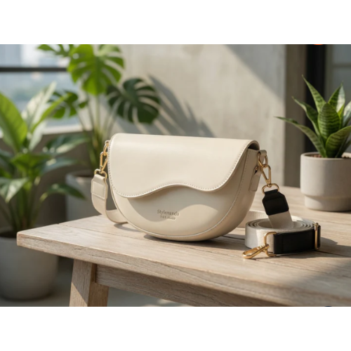 Casual Minimalist Saddle Crossbody Bag for Women - Trendy Underarm Shoulder Bag | Solid Color Bucket Style Versatile Everyday Handbag
