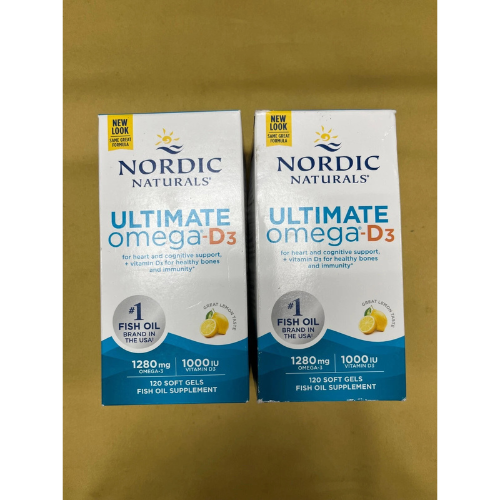 2 New Nordic Naturals Ultimate Omega-D3 1280mg - 120 Soft Gels