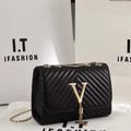 Fashion Heart Pattern PU Leather Shoulder Bag for Women - Waterproof Chain Decor Crossbody Bag